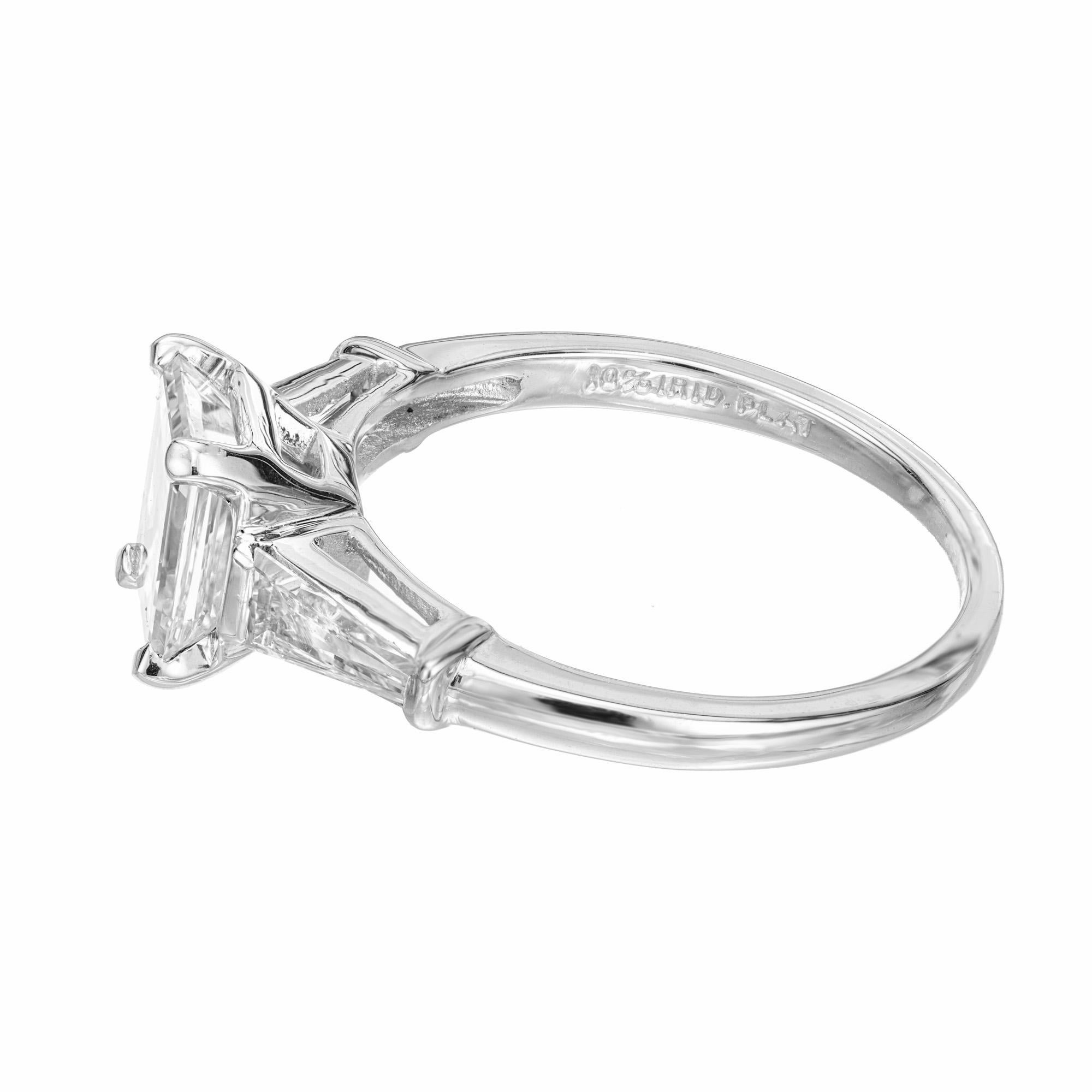 Peter Suchy GIA 1.51 Carat Emerald Cut Diamond Platinum Engagement Ring For Sale 1