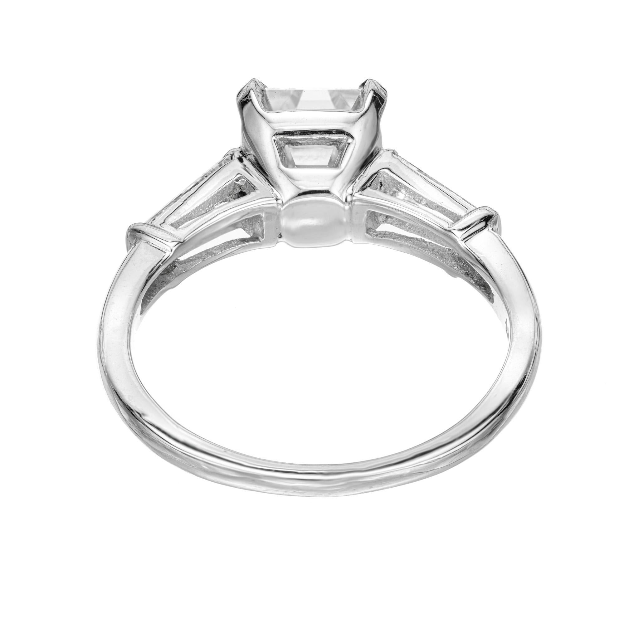 Peter Suchy GIA 1.51 Carat Emerald Cut Diamond Platinum Engagement Ring For Sale 2