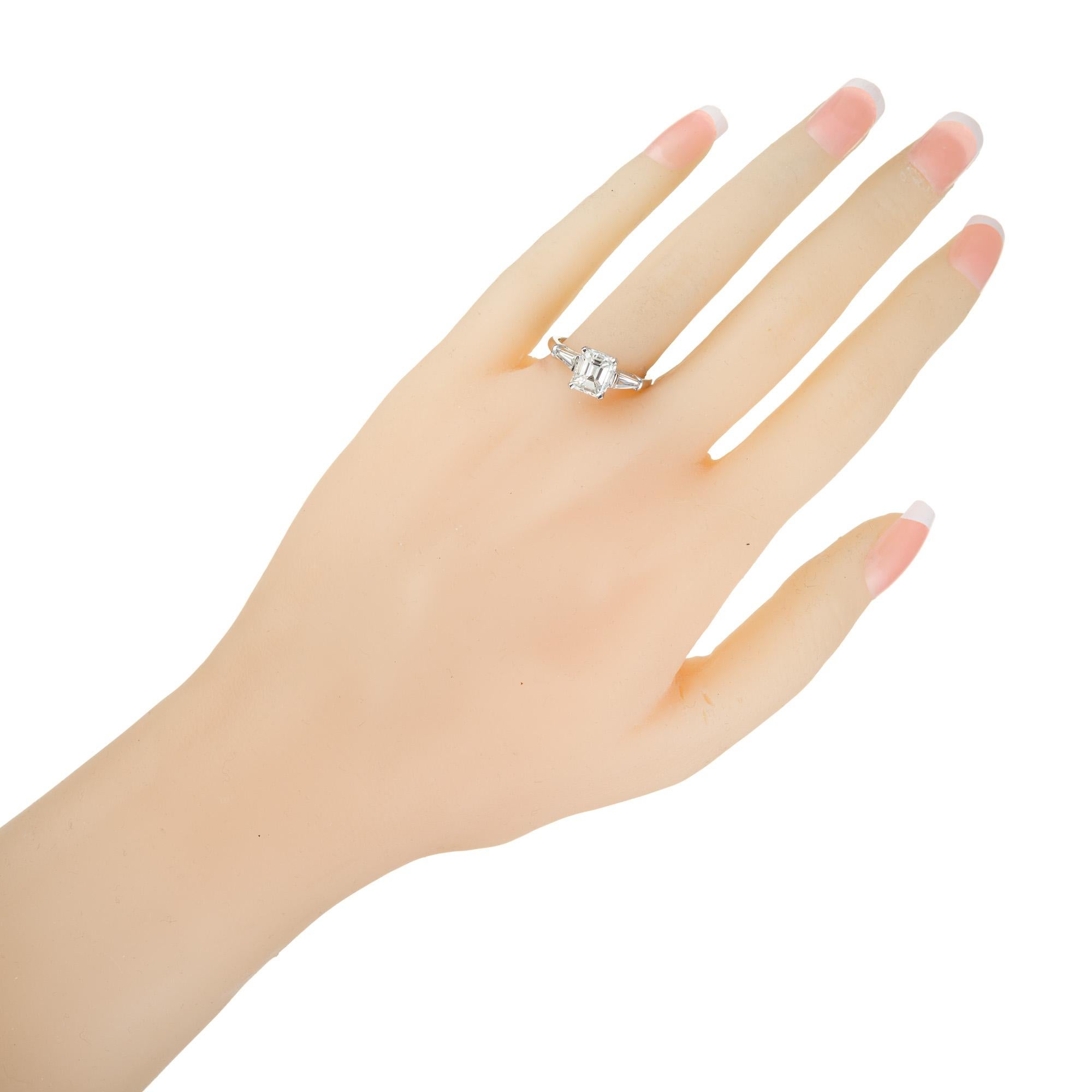 Peter Suchy GIA 1.51 Carat Emerald Cut Diamond Platinum Engagement Ring For Sale 4