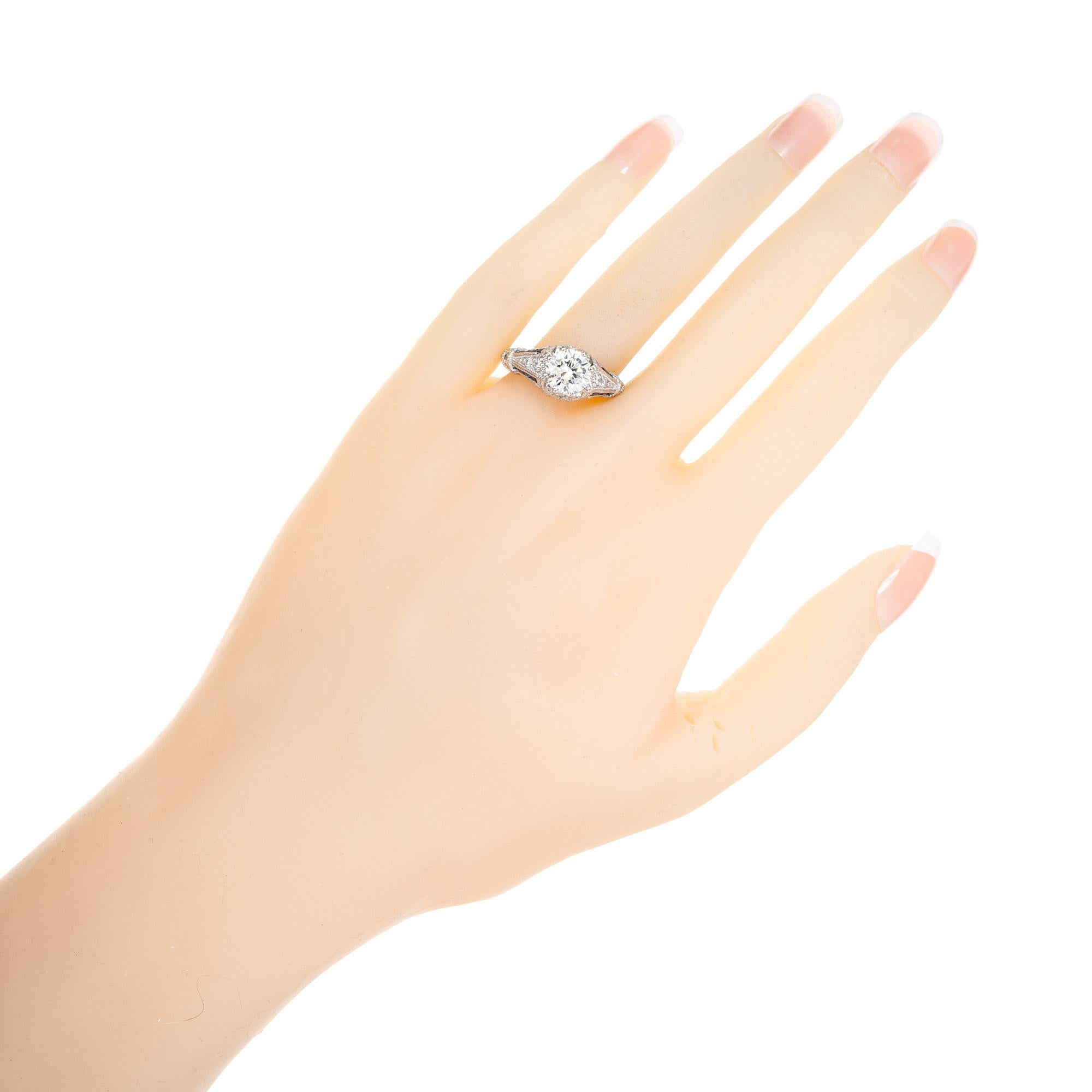 Peter Suchy, bague de fiançailles en platine avec saphir et diamant certifié GIA de 1,51 carat  en vente 3