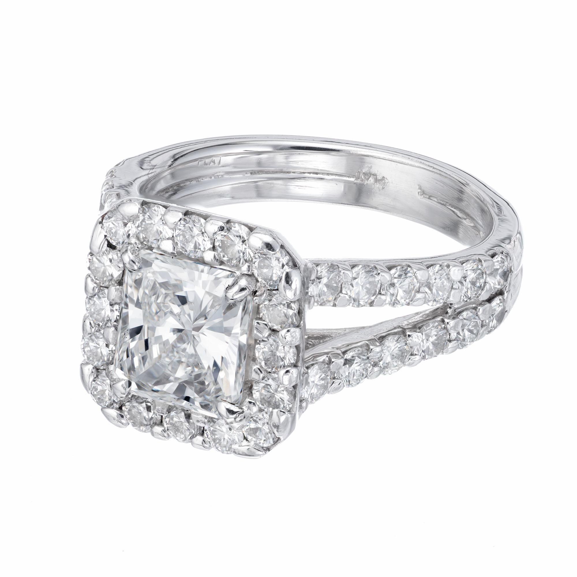 Verlobungsring mit GIA-zertifiziertem 1,53 Karat Diamant-Platin-Halo von Peter Suchy (Rundschliff) im Angebot