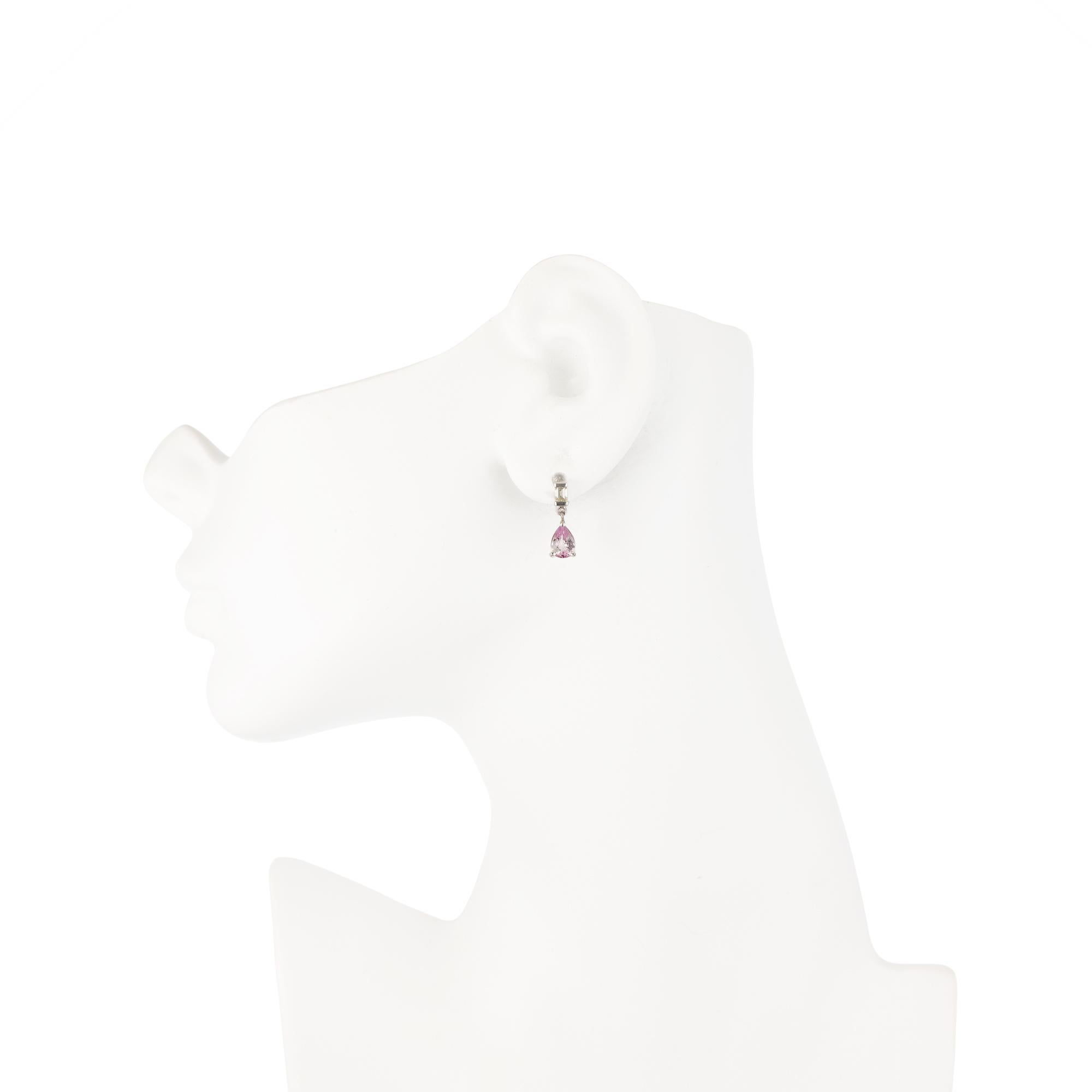 Women's Peter Suchy GIA Certified 1.54 Carat Sapphire Diamond Platinum Dangle Earrings For Sale