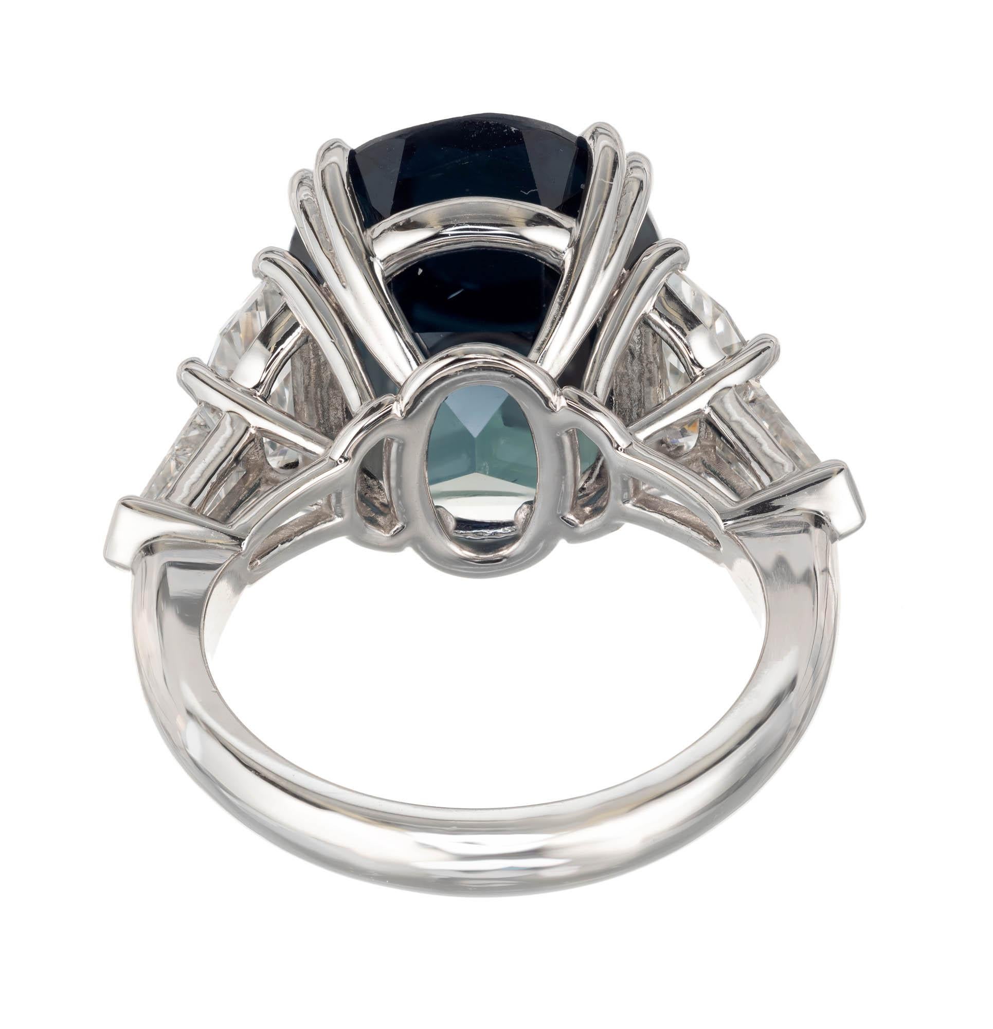 Women's Peter Suchy GIA Certified 15.61 Carat Sapphire Diamond Platinum Engagement Ring