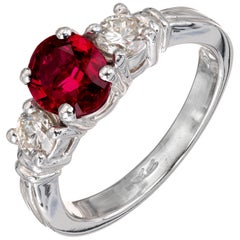 Bague de fiançailles Peter Suchy en platine avec diamants et rubis de 1,57 carat certifié GIA