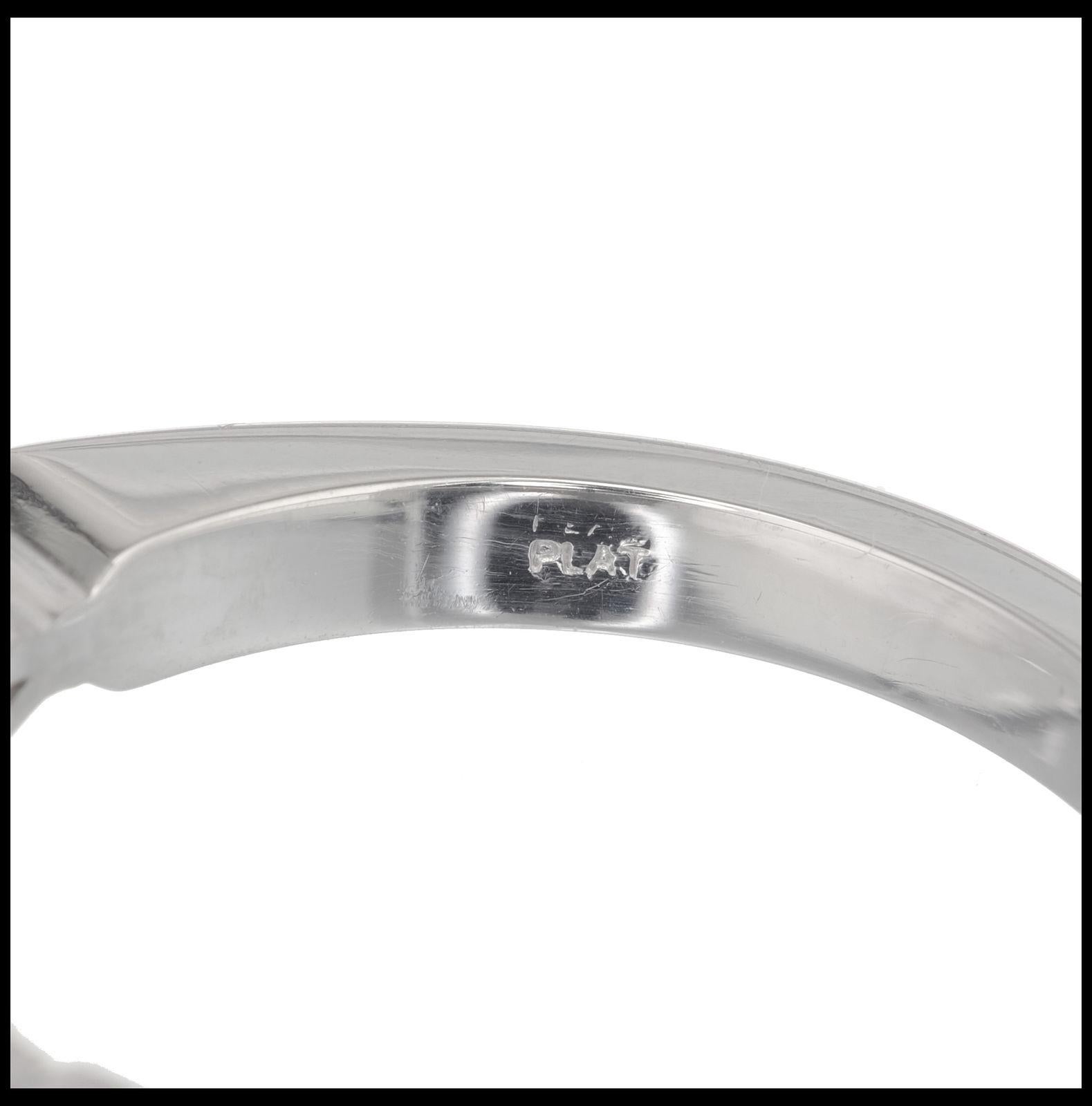 Women's Peter Suchy GIA 1.58 Carat Round Diamond Platinum Three-Stone Engagement Ring For Sale