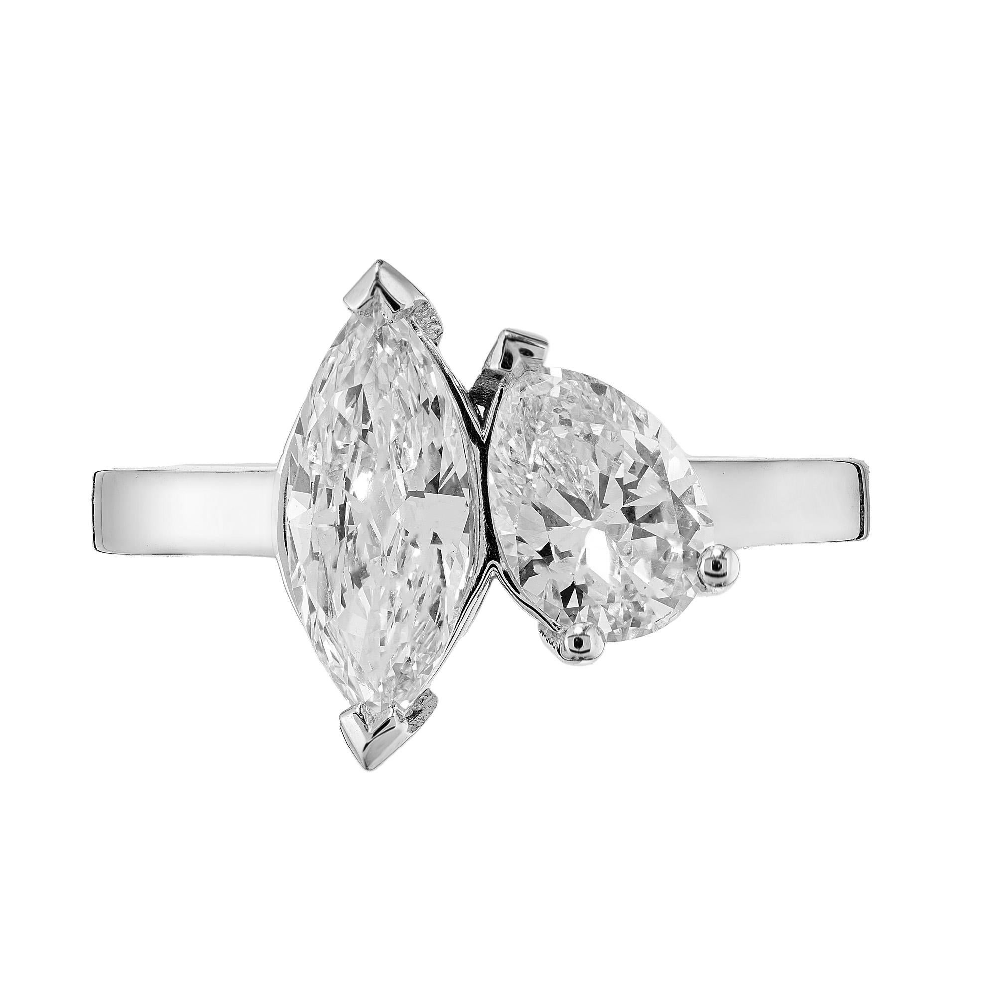 Crafted to perfection in the Peter Suchy Workshop, This 1.58ct diamond platinum Toi et Moi 