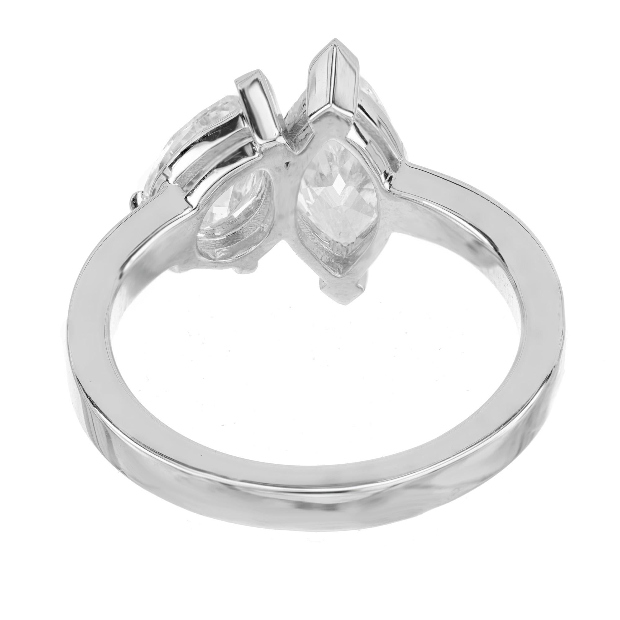 Peter Suchy GIA Certified 1.58 Carat Diamond Platinum Toi et Moi Engagement Ring For Sale 2