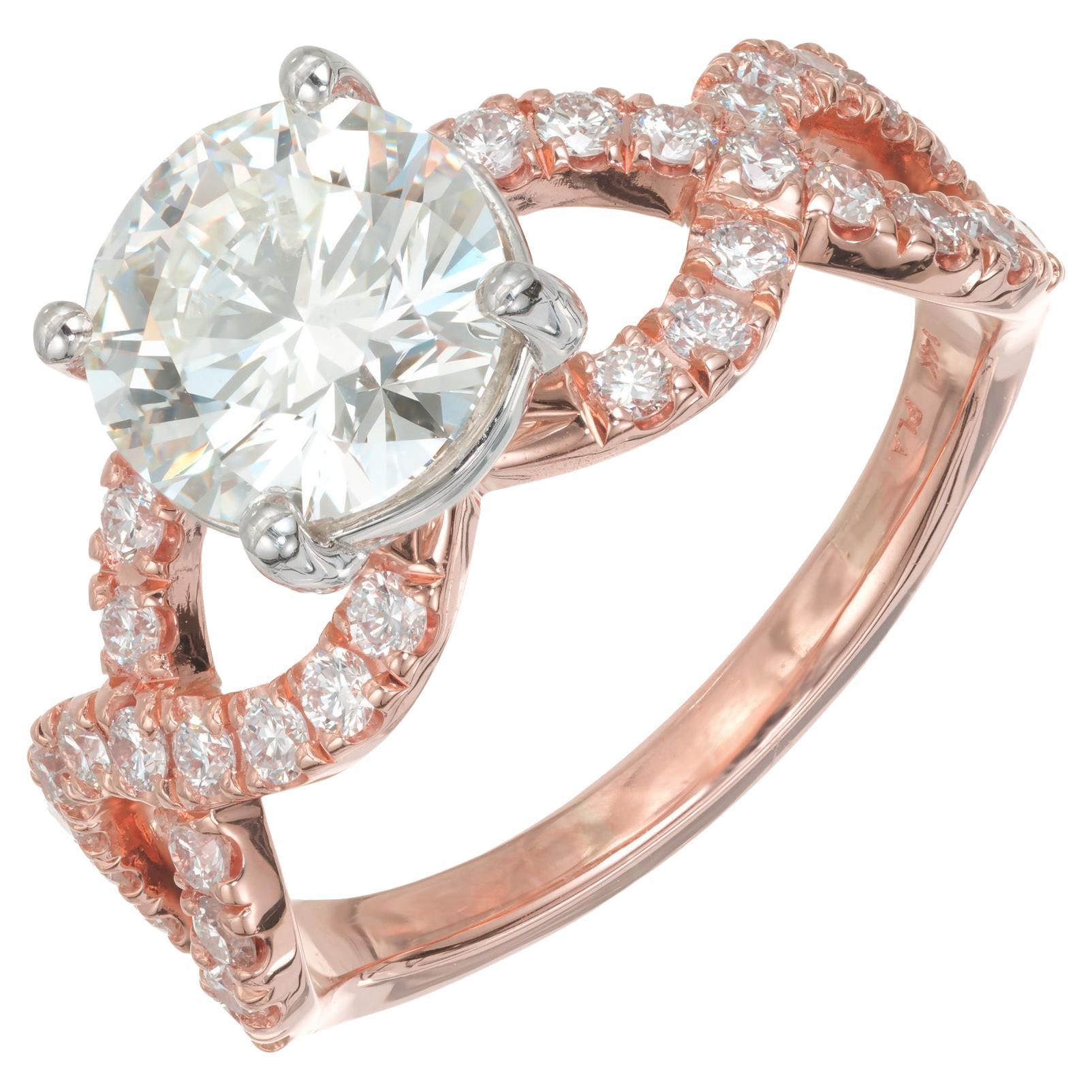 Peter Suchy GIA Certified 1.59 Carat Diamond Platinum Rose Gold Engagement Ring