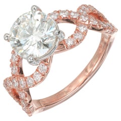 Peter Suchy GIA Certified 1.59 Carat Diamond Platinum Rose Gold Engagement Ring 