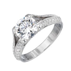 Peter Suchy GIA Certified 1.60 Carat Diamond Platinum Engagement Ring
