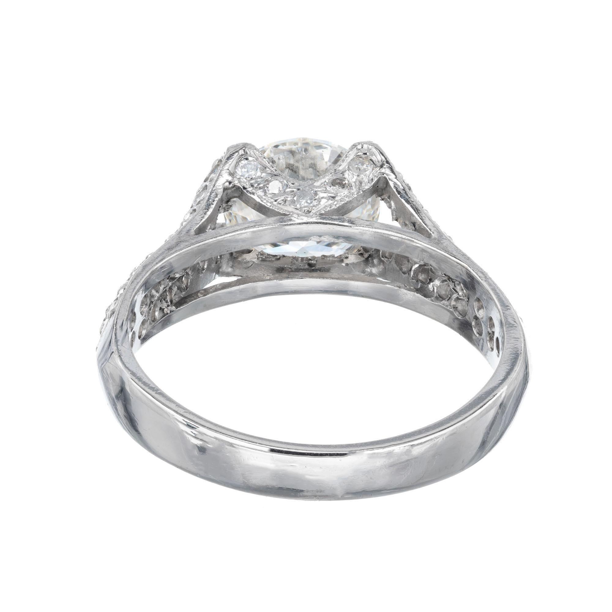 Bague de fiançailles Peter Suchy en platine avec diamant certifié GIA de 1,60 carat Pour femmes en vente