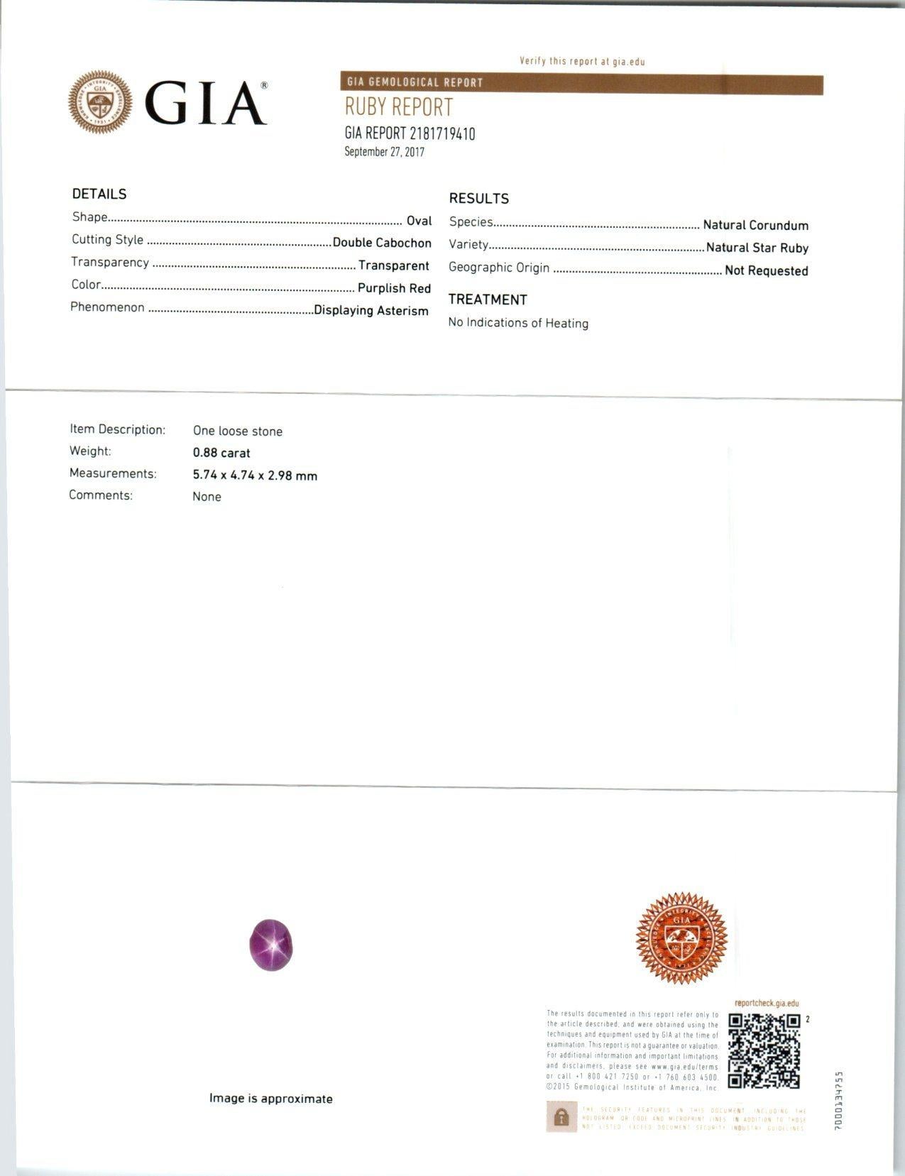 Platin-Ohrringe mit GIA-zertifiziertem 1,60 Karat Stern-Rubin-Diamant-Platin von Peter Suchy im Angebot 2