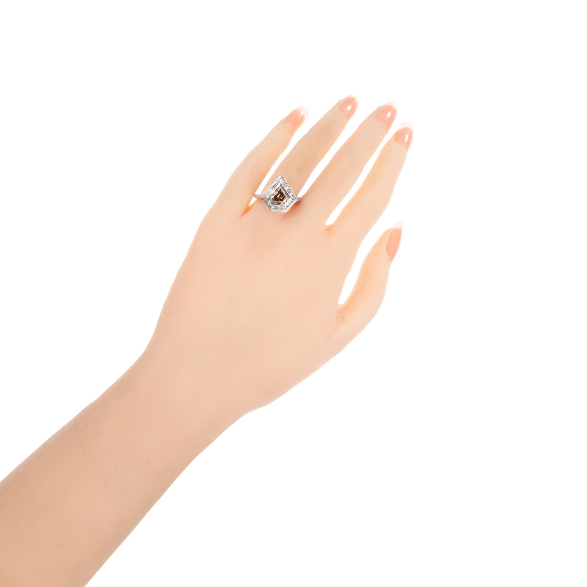 Peter Suchy GIA Certified 1.63 Carat Brown Diamond Platinum Engagement Ring 2