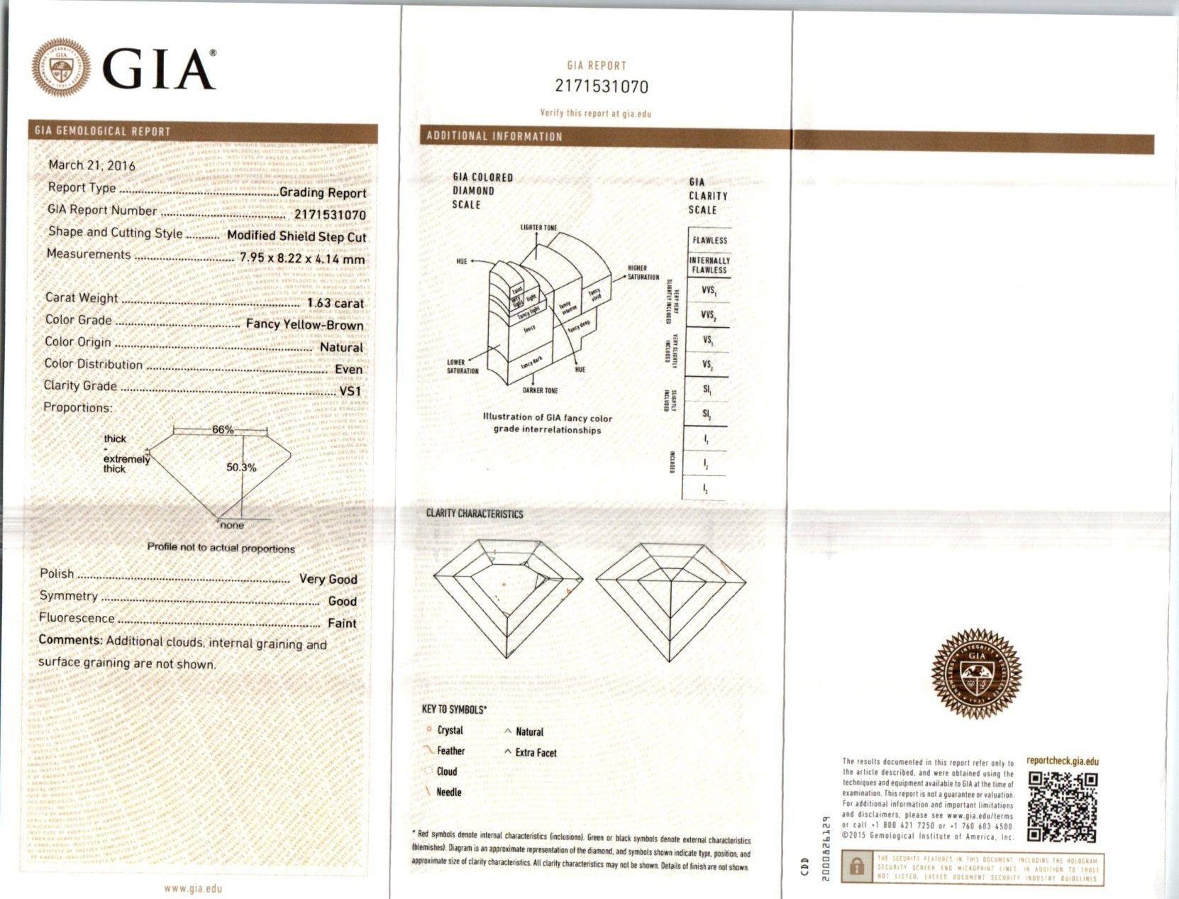 Peter Suchy GIA Certified 1.63 Carat Brown Diamond Platinum Engagement Ring 3