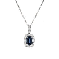 Peter Suchy GIA Certified 1.63 Carat Sapphire Diamond Gold Pendant Necklace
