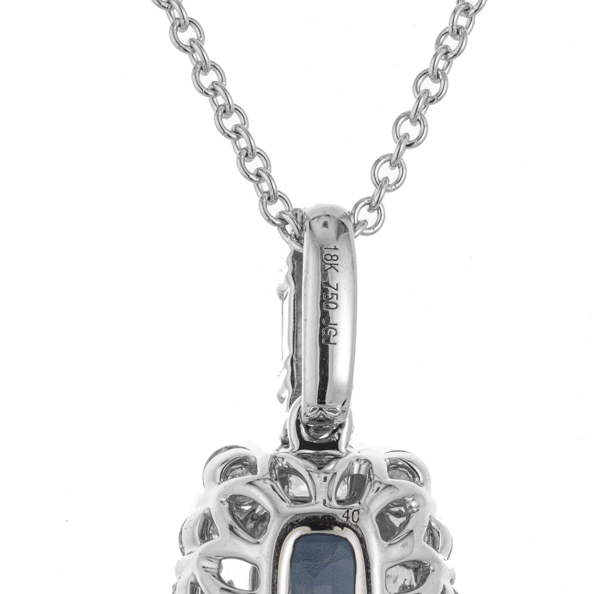 Peter Suchy GIA Certified 1.63 Carat Sapphire Diamond Gold Pendant Necklace For Sale 2