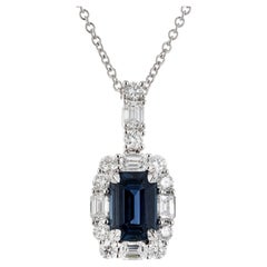 Peter Suchy GIA Certified 1.63 Carat Sapphire Diamond Gold Pendant Necklace
