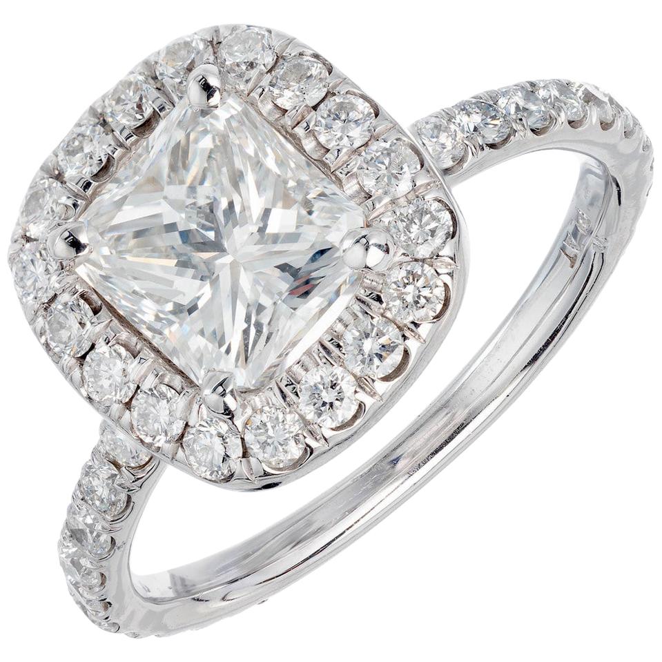 Peter Suchy, bague de fiançailles en platine avec diamant certifié GIA de 1,64 carat