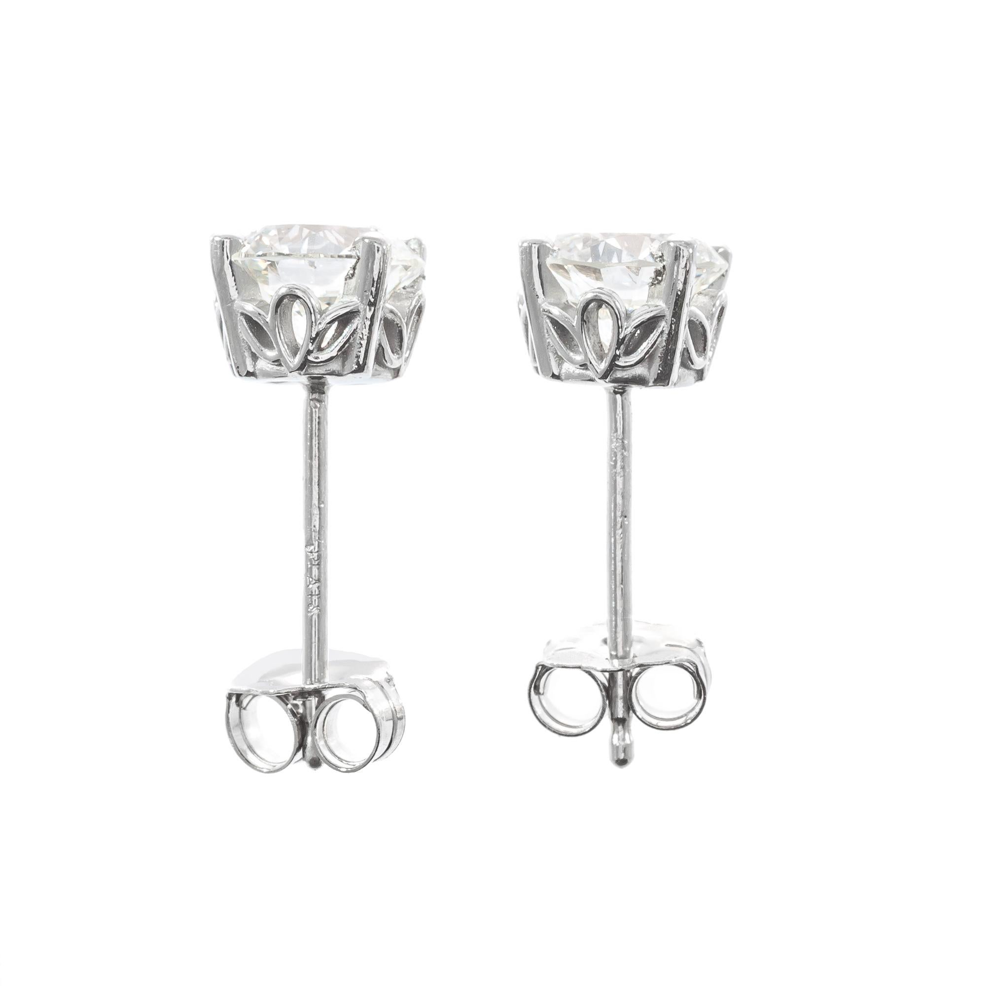Peter Suchy GIA Certified 1.64 Carat Diamond Platinum Stud Earrings 1