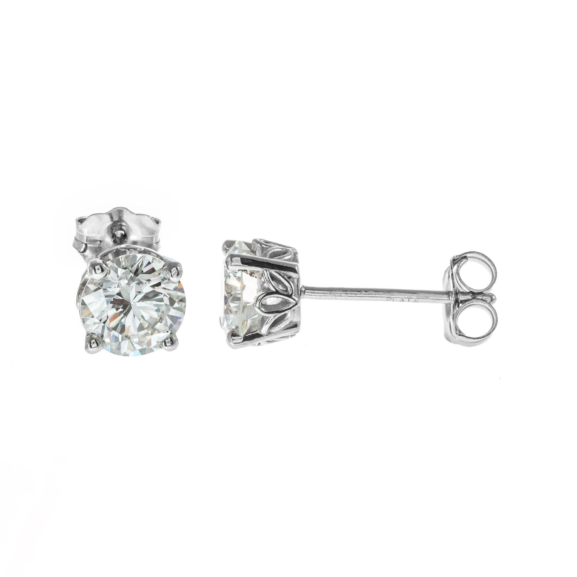 Peter Suchy GIA Certified 1.64 Carat Diamond Platinum Stud Earrings 2