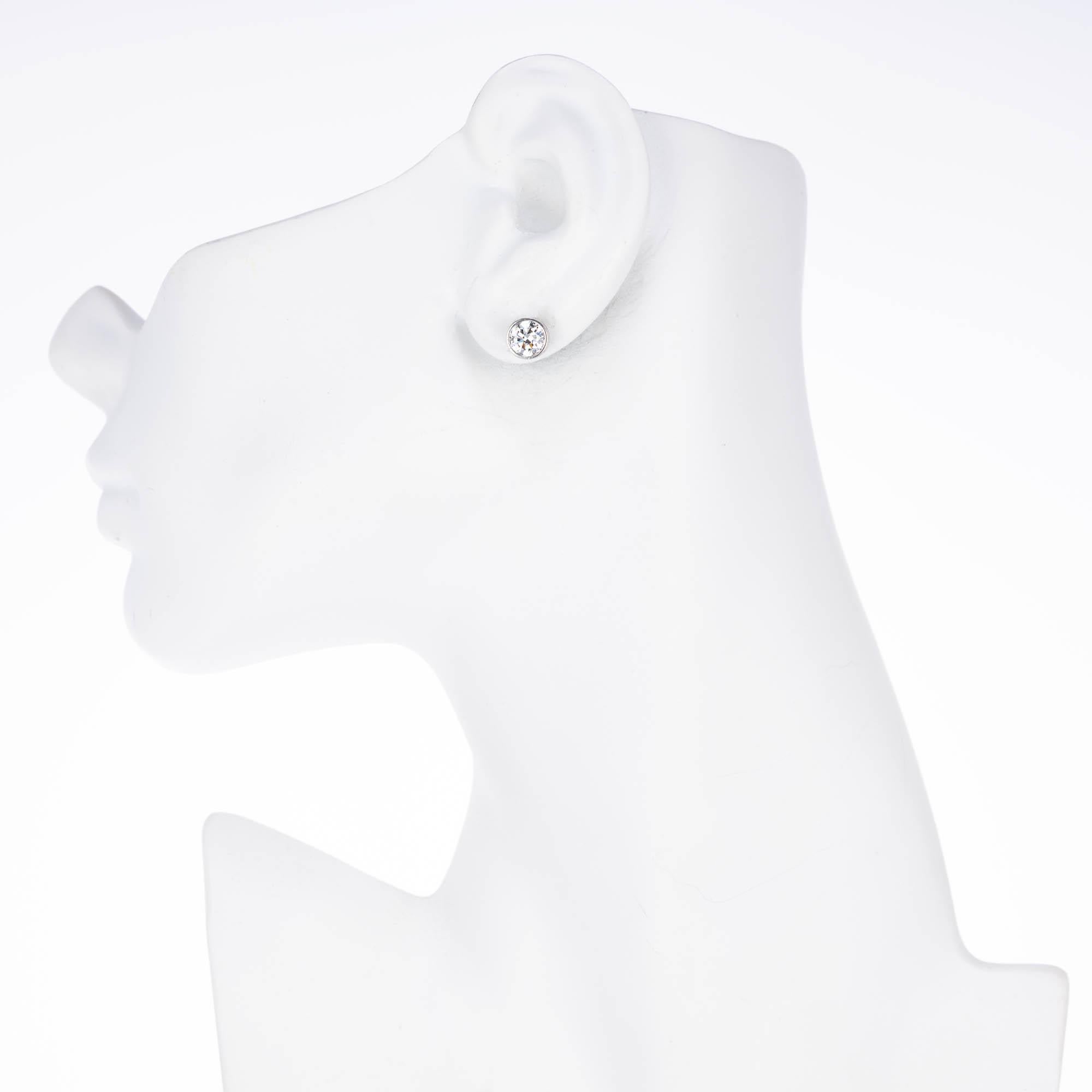 Round Cut Peter Suchy GIA Certified 1.65 Carat Diamond Bezel Stud Platinum Earrings
