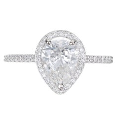 Peter Suchy GIA Certified 1.65 Carat Pear Shape Diamond Halo Engagement Ring