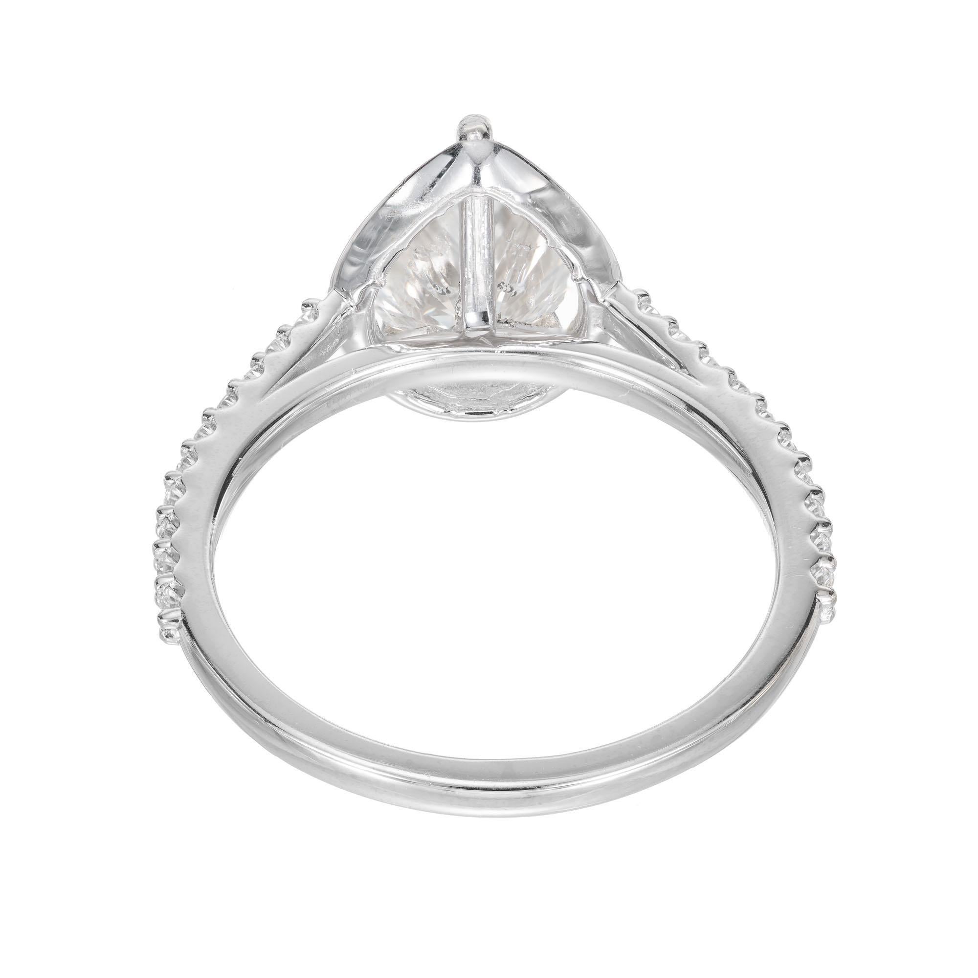 Bague de fiançailles Peter Suchy avec halo de diamants en forme de poire de 1,65 carat certifiés GIA Pour femmes en vente