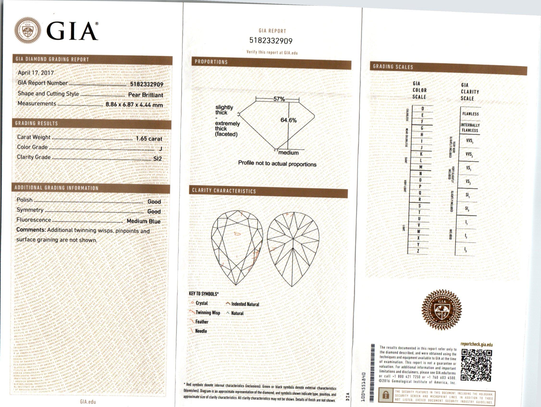 Verlobungsring mit GIA-zertifiziertem 1,65 Karat birnenförmigem Diamant-Halo im Angebot 3