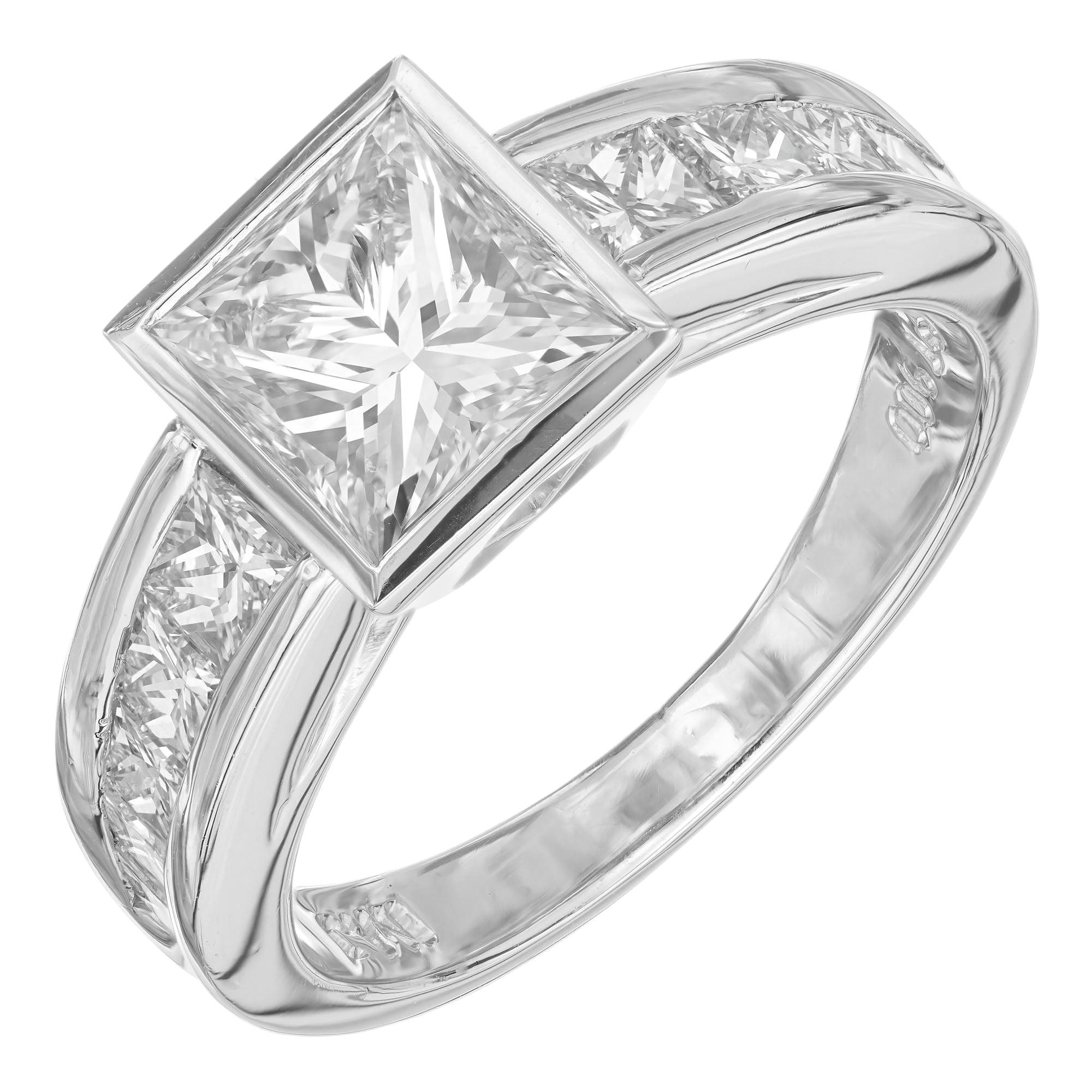 Bague de fiançailles Peter Suchy en platine avec diamants certifiés GIA de 1,70 carat en vente