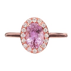 Verlobungsring mit GIA-zertifiziertem 1,70 Karat Saphir und Diamant-Halo aus Gold