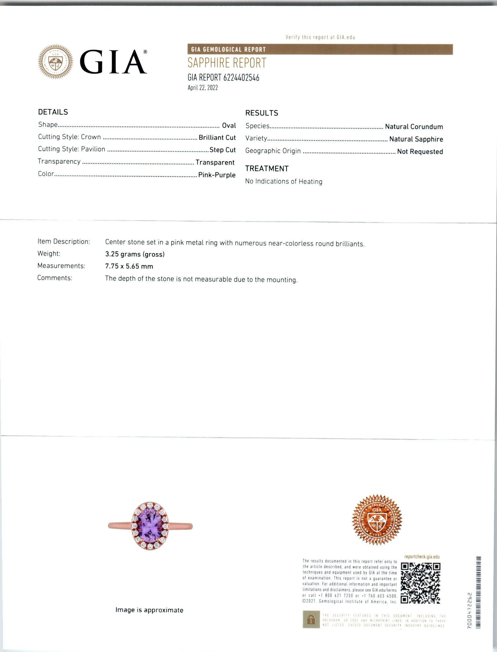 Verlobungsring mit GIA-zertifiziertem 1,70 Karat Saphir und Diamant-Halo aus Gold  im Zustand „Neu“ im Angebot in Stamford, CT
