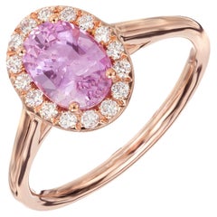 Peter Suchy GIA Certified 1.70 Carat Sapphire Diamond Halo Gold Engagement Ring