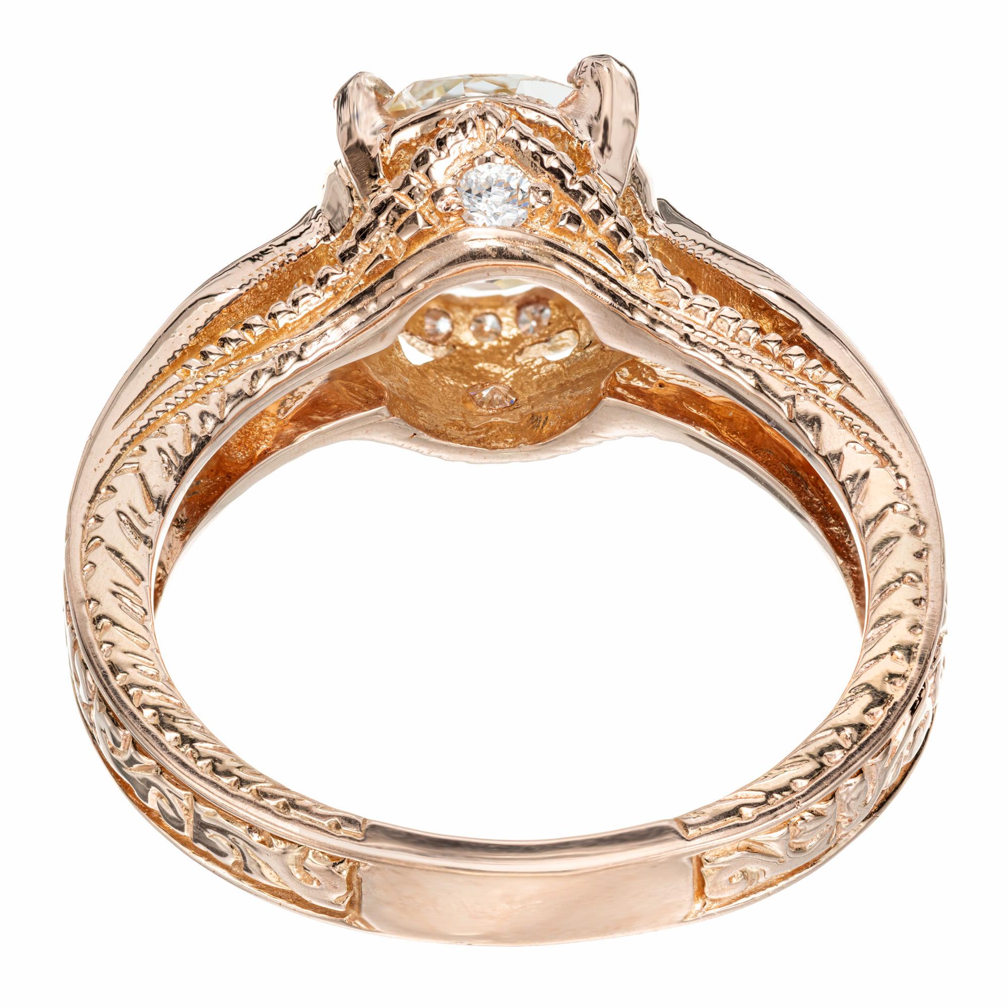 Peter Suchy GIA Certified 1.75 Carat Diamond Rose Gold Engagement Ring 1