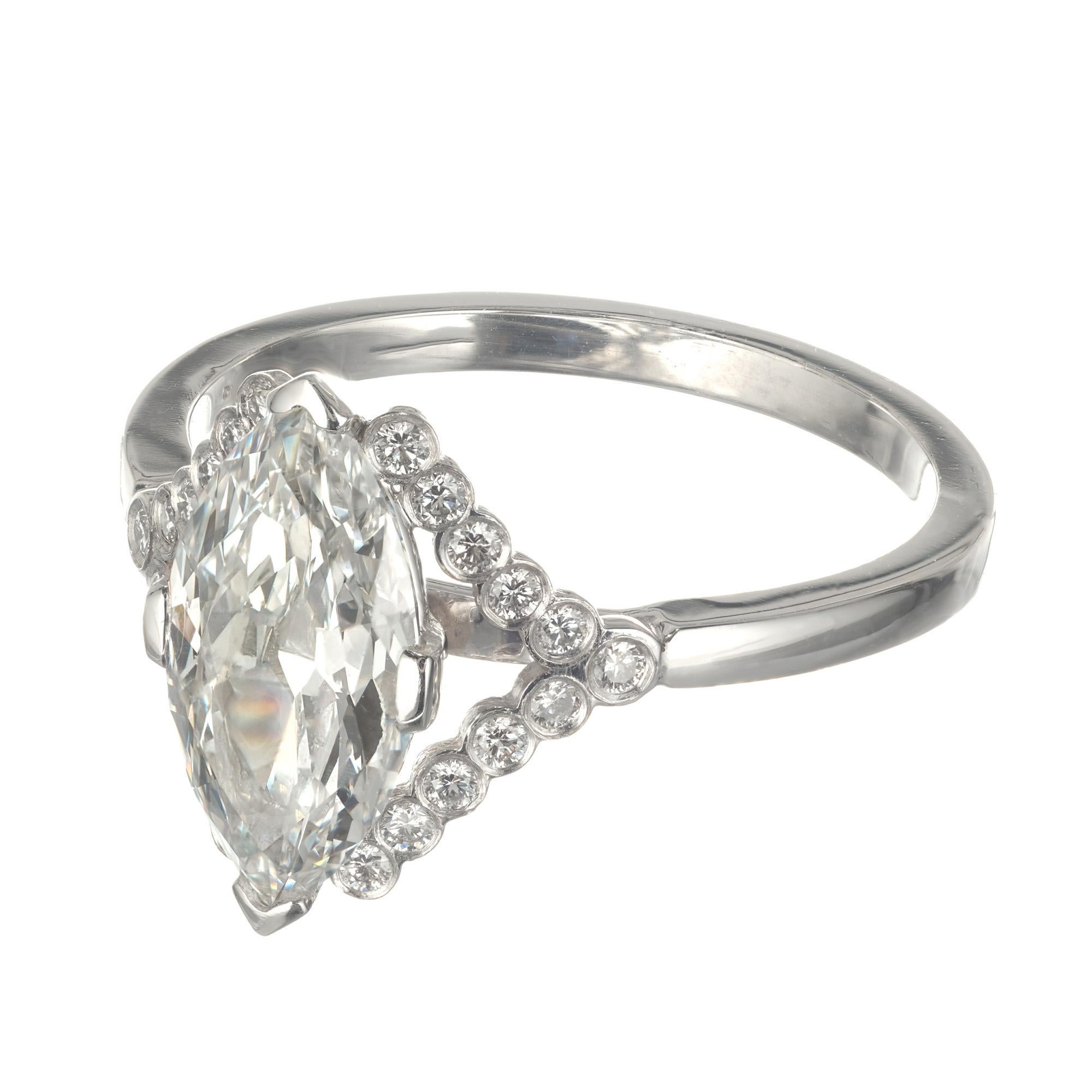 Verlobungsring, GIA-zertifiziert 1,78 Karat Marquise-Diamant, Platin (Marquiseschliff) im Angebot