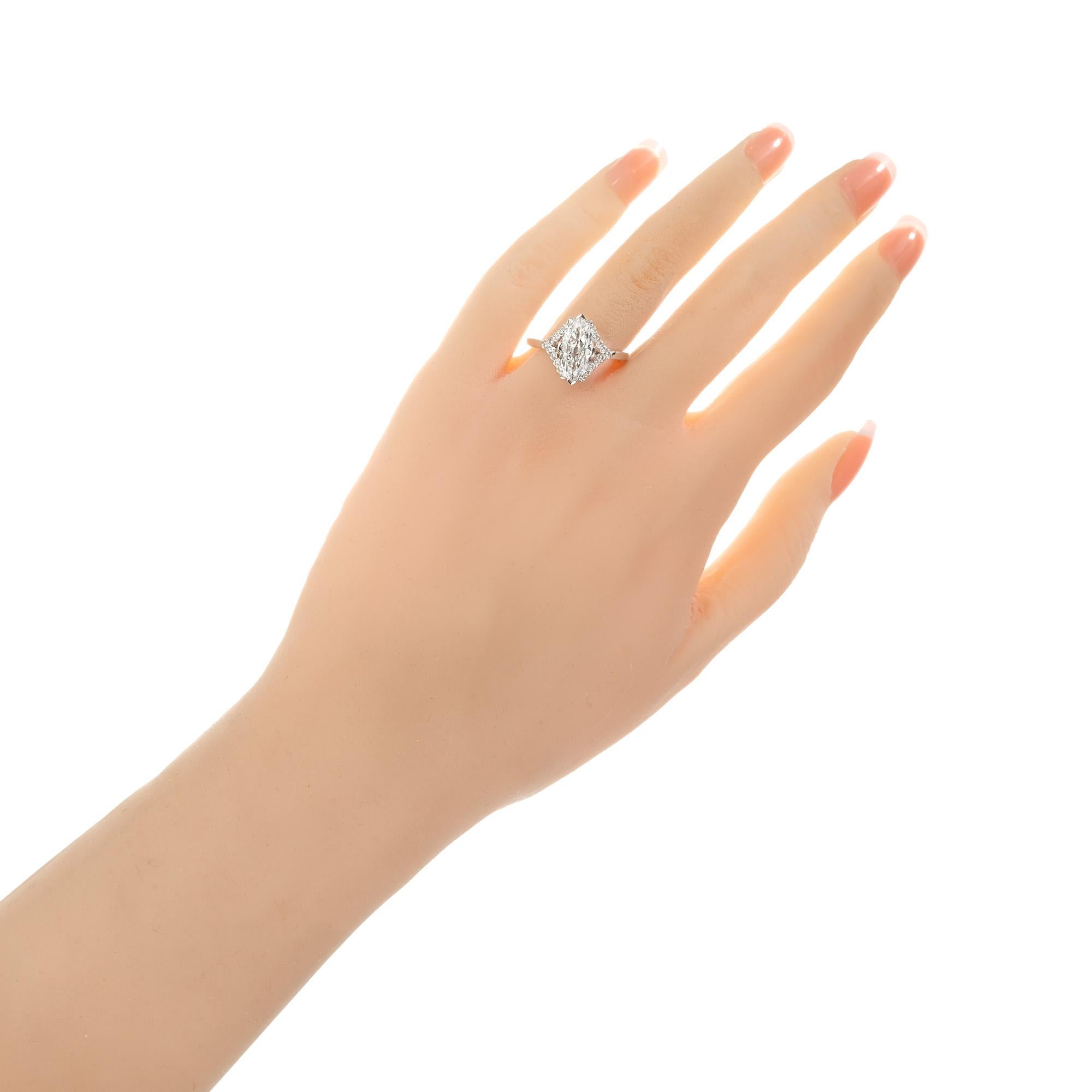 Verlobungsring, GIA-zertifiziert 1,78 Karat Marquise-Diamant, Platin im Zustand „Neu“ im Angebot in Stamford, CT