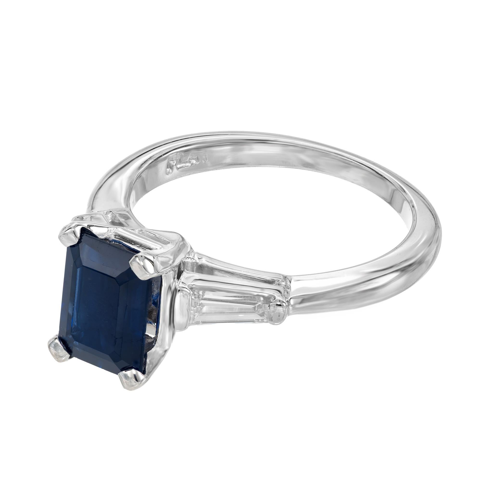 Octagon Cut Peter Suchy GIA Certified 1.80 Carat Sapphire Diamond Platinum Engagement Ring For Sale
