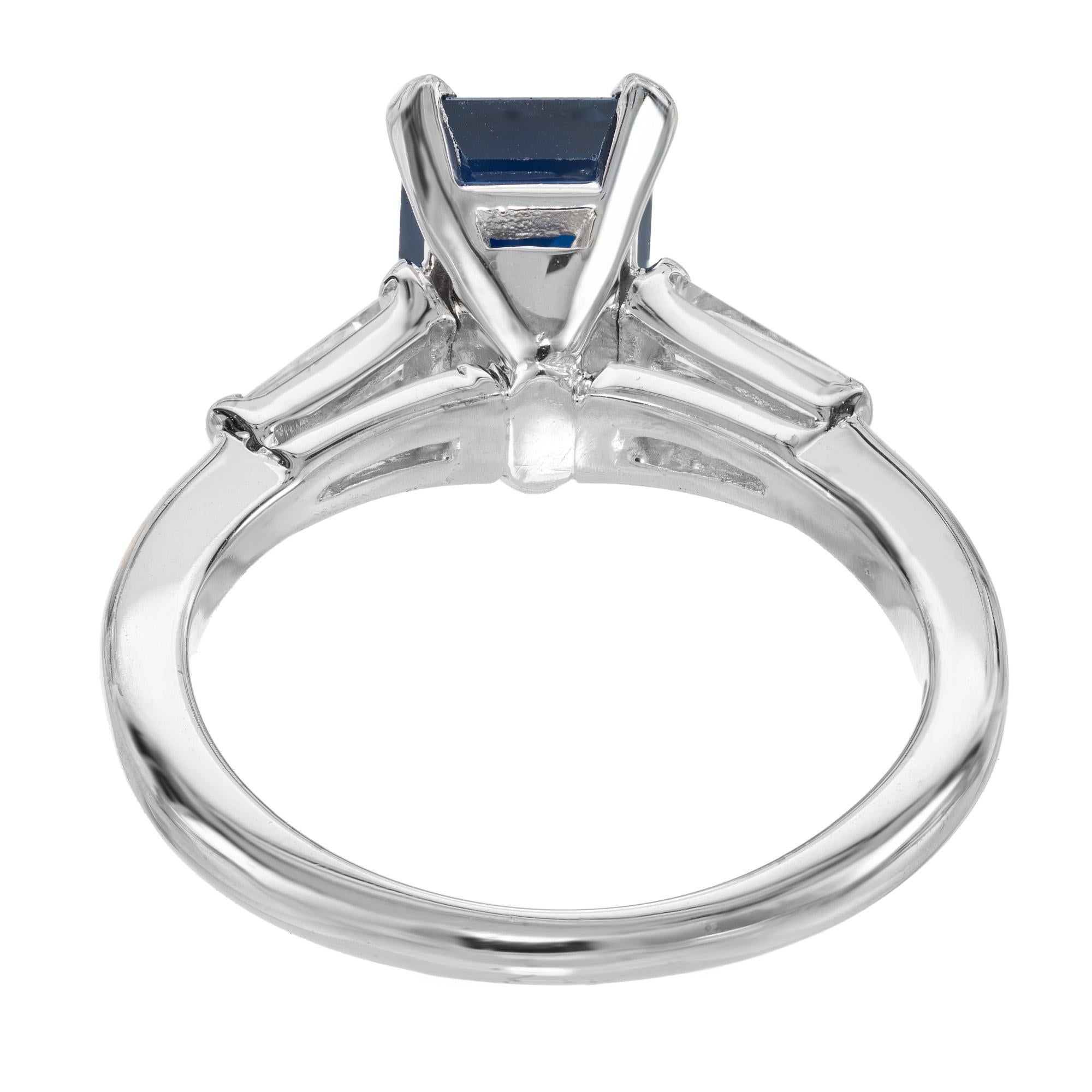 Peter Suchy GIA Certified 1.80 Carat Sapphire Diamond Platinum Engagement Ring For Sale 1