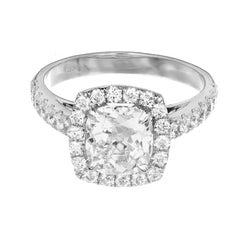 Peter Suchy GIA Certified 1.81 Carat Diamond Halo Platinum Engagement Ring