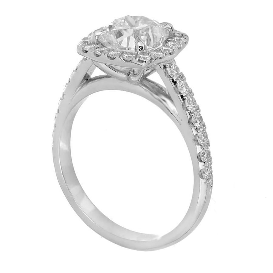 Peter Suchy GIA zertifiziert 1.81 Karat Diamant Halo Platin Verlobungsring (Alteuropäischer Brillantschliff) im Angebot