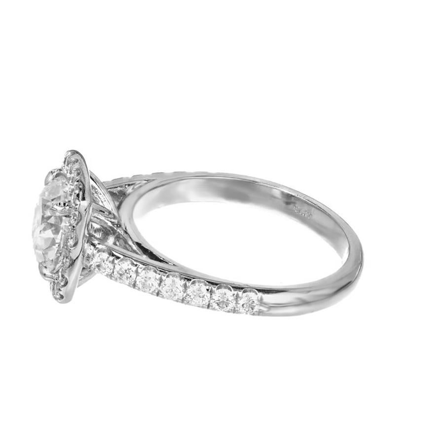 Peter Suchy GIA zertifiziert 1.81 Karat Diamant Halo Platin Verlobungsring Damen im Angebot