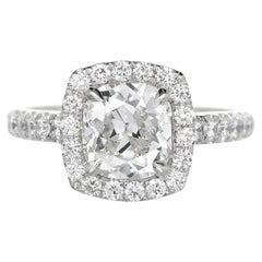 Peter Suchy GIA Certified 1.81 Carat Diamond Halo Platinum Engagement Ring