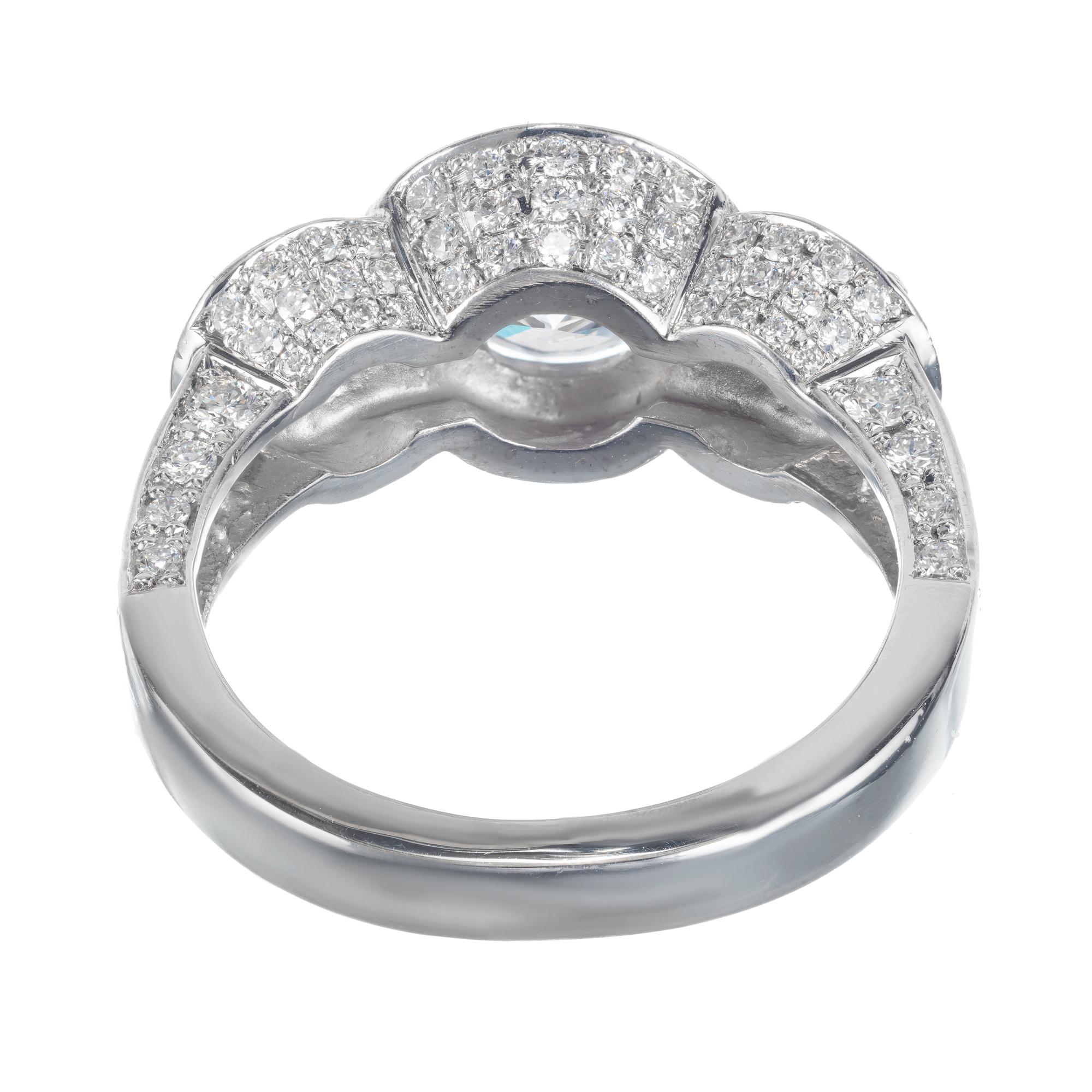 Peter Suchy GIA 1.81 Carat Round Diamond Platinum Three-Stone Engagement Ring In New Condition For Sale In Stamford, CT