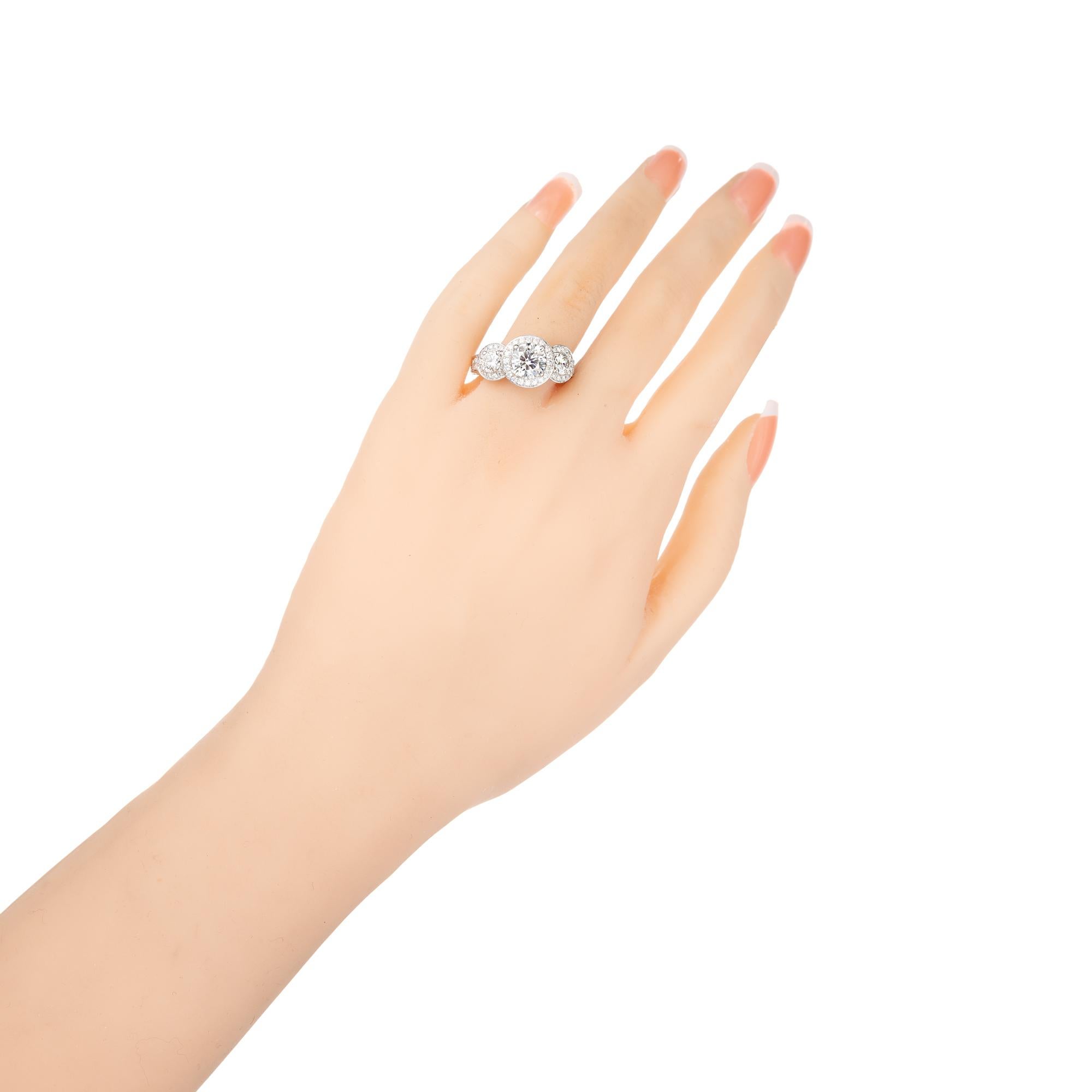 Peter Suchy GIA 1.81 Carat Round Diamond Platinum Three-Stone Engagement Ring For Sale 1