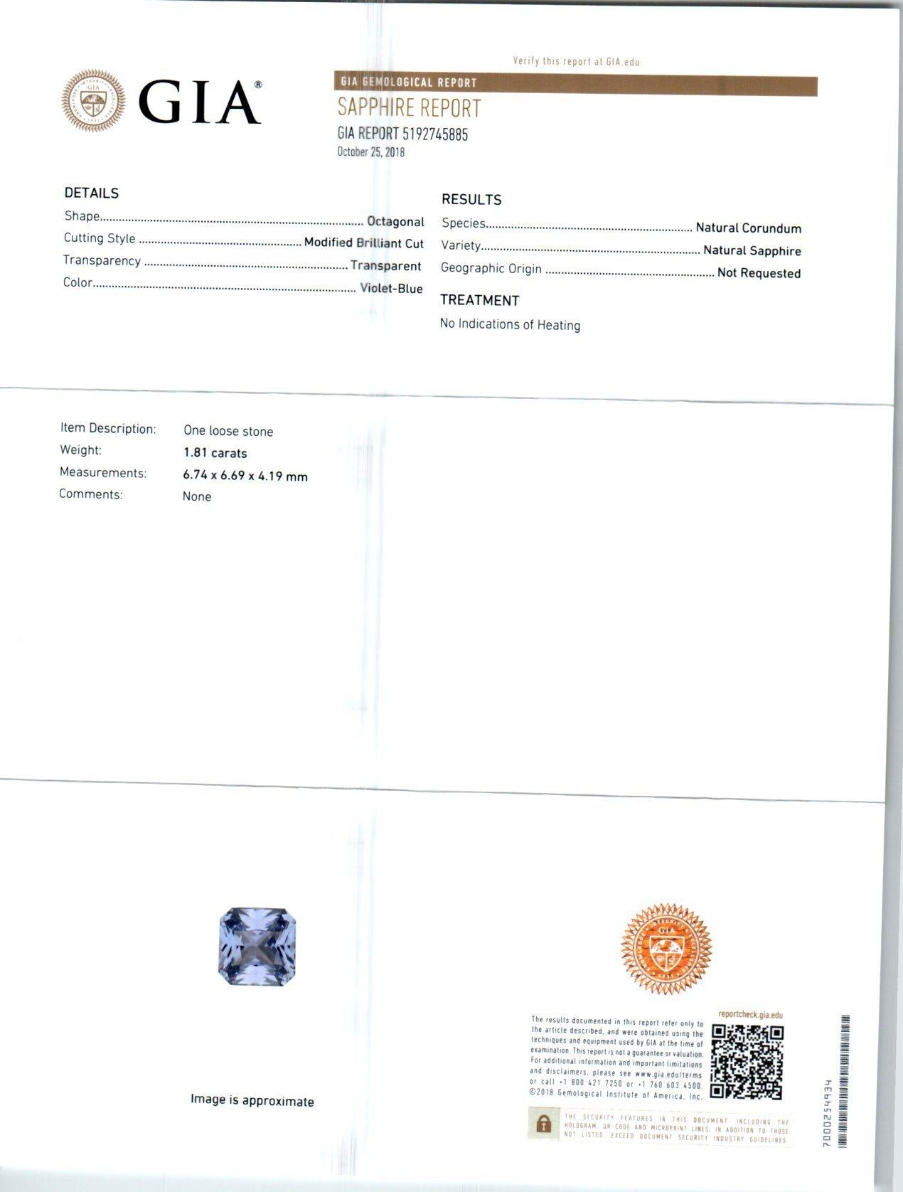 Platin-Verlobungsring mit GIA-zertifiziertem 1,81 Karat Saphir und Diamant von Peter Suchy im Angebot 2