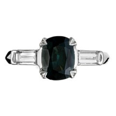 Peter Suchy Anillo de compromiso de platino con zafiro y diamante de 1,82 quilates certificado por el GIA