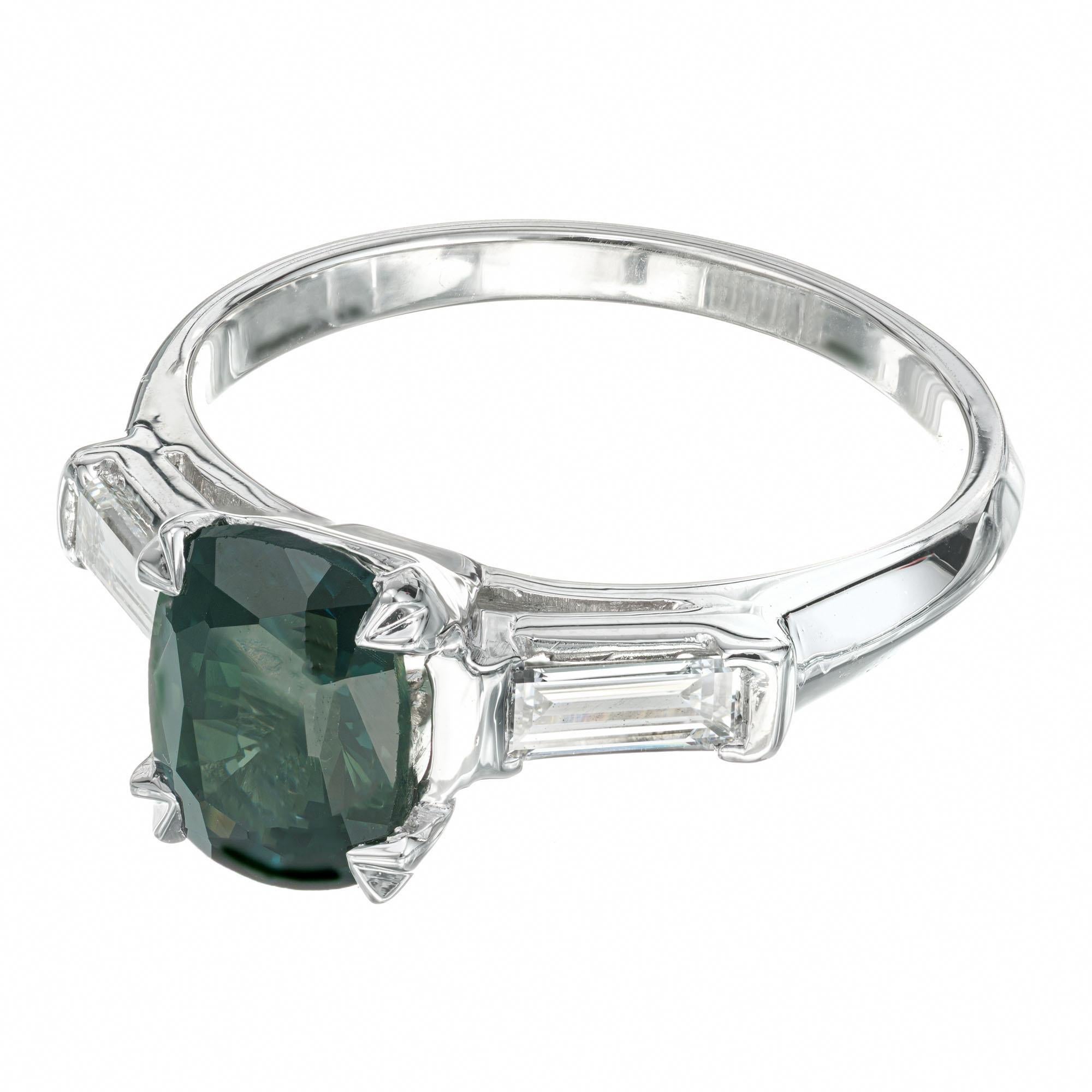 Taille ovale Bague de fiançailles Peter Suchy en platine avec saphir certifié GIA de 1,82 carat et diamants en vente