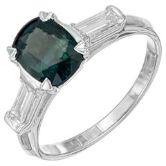 Peter Suchy GIA Certified 1.82 Carat Sapphire Diamond Platinum Engagement Ring