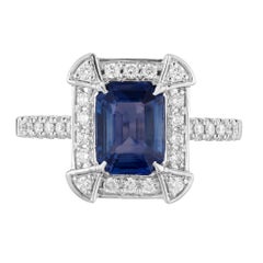 Peter Suchy GIA Certified 1.83 Carat Sapphire Diamond White Gold Engagement Ring