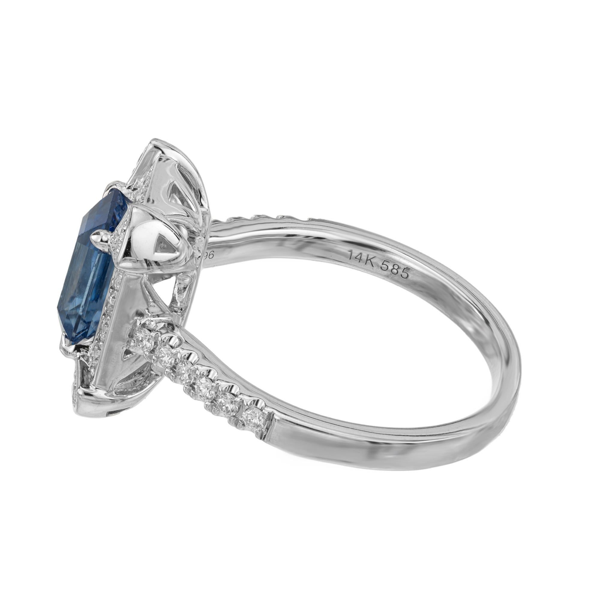 Peter Suchy GIA Certified 1.83 Carat Sapphire Diamond White Gold Engagement Ring In New Condition For Sale In Stamford, CT