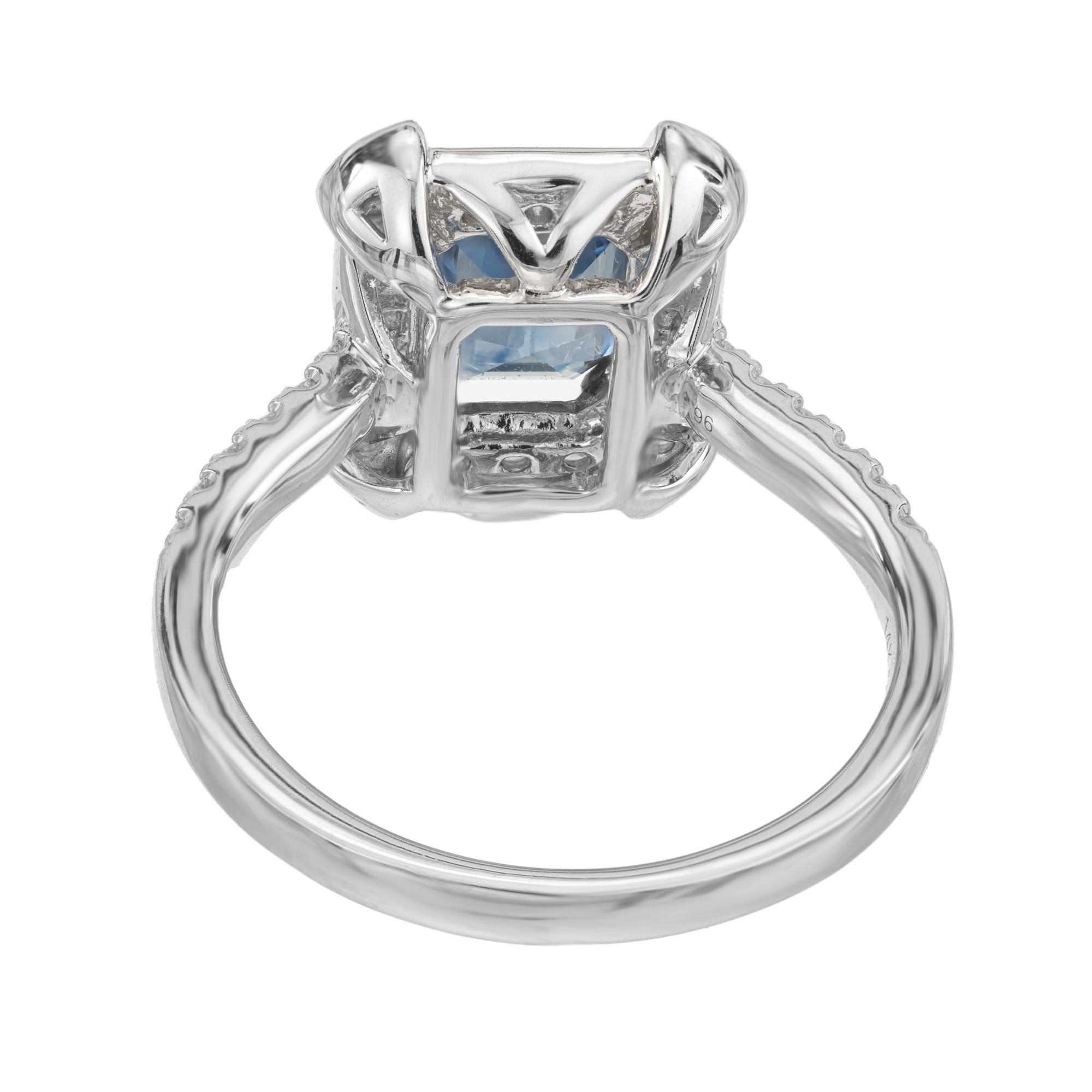 Peter Suchy GIA Certified 1.83 Carat Sapphire Diamond White Gold Engagement Ring For Sale 2